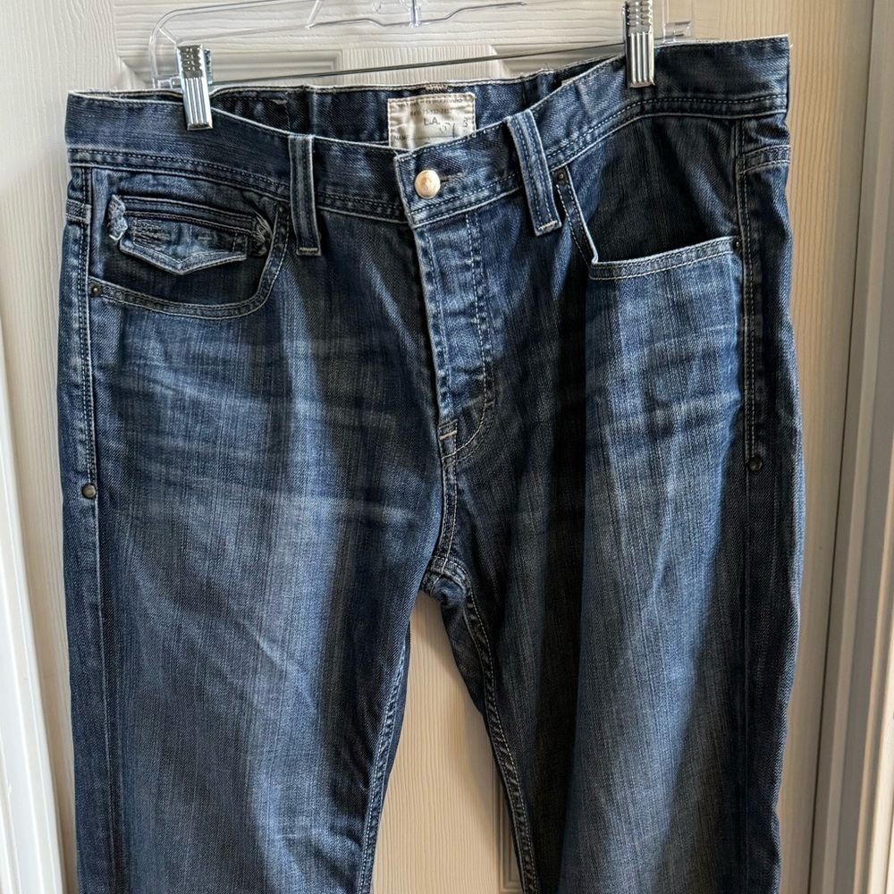 Taverniti Rod R 19 Men’s 38X32 Straight Leg Cuff Dark Wash Jeans Luxury Preppy